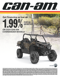 Get financing as low as 1.99% FOR 36  MONTHS  ON 2024 CAN-AM  COMMANDER MODELS