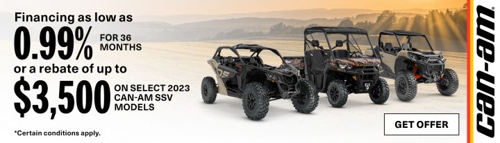 FINANCING AS LOW AS 0.99% FOR 36 MONTHS OR A REBATE OF UP TO $3,500 ON SELECT 2023 SSV MODELS