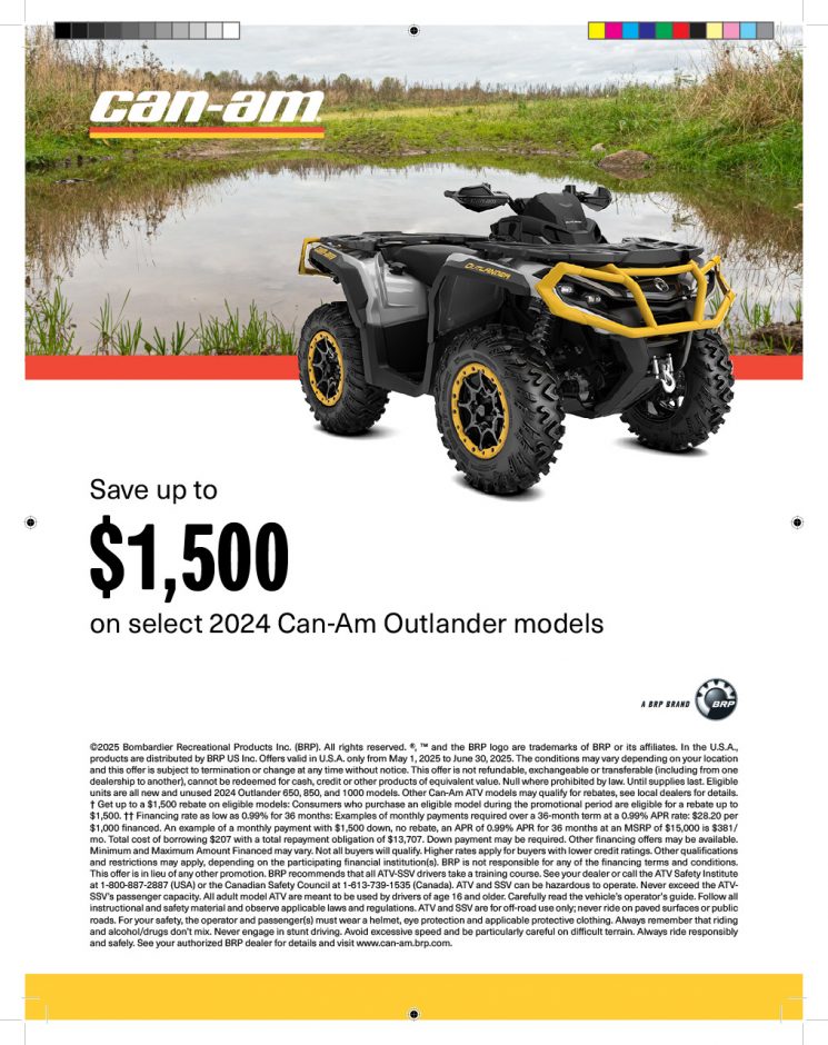 SAVE UP TO $1,500 ON SELECT 2024 CAN-AM OUTLANDER MODELS